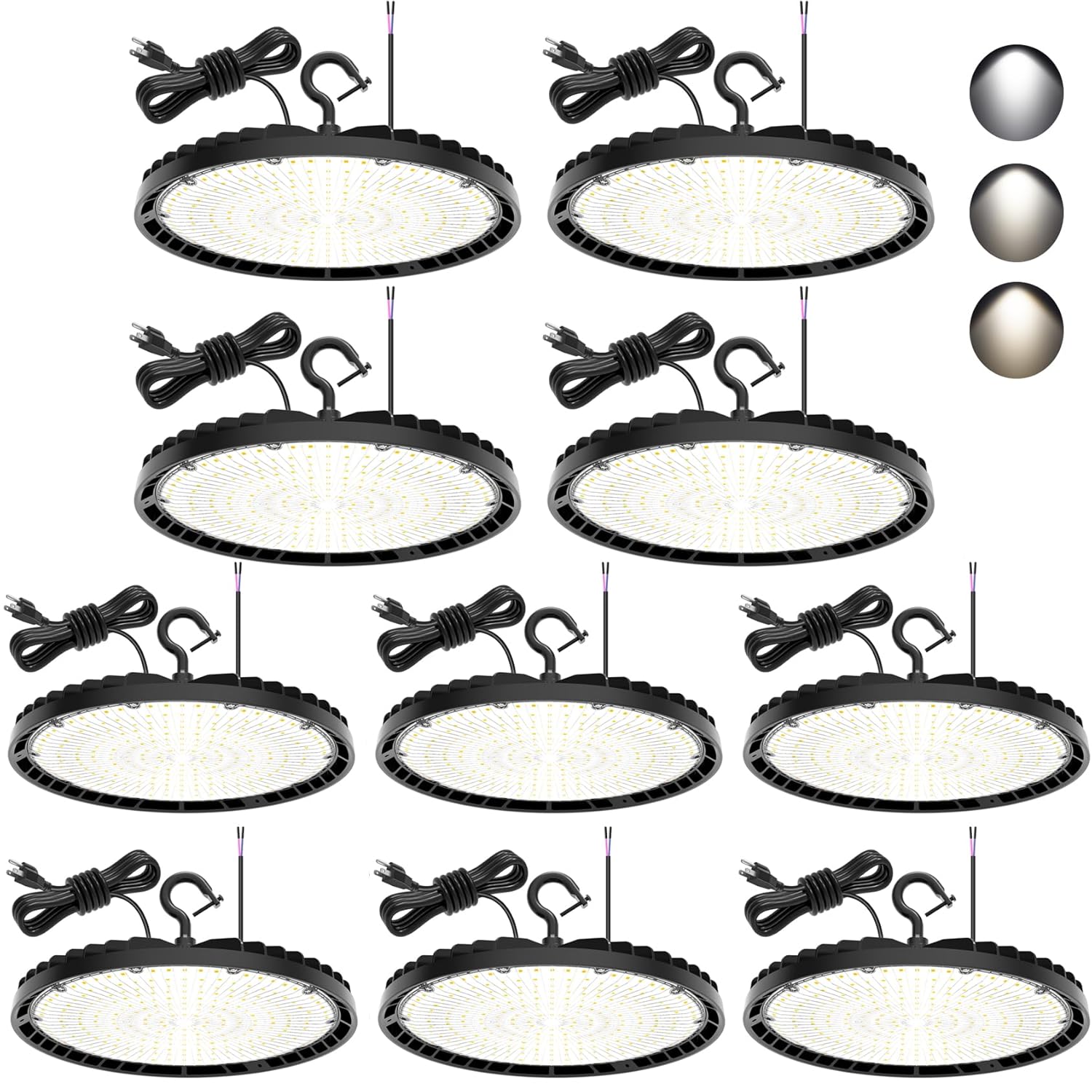 10 Pack LED High Bay Light 150W 120W 90W Adjustable UFO High Bay LED Lights 4500K 5000K 5700K