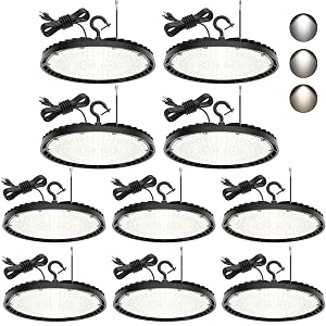 10 Pack LED High Bay Light 150W 120W 90W Adjustable UFO High Bay LED Lights 4500K 5000K 5700K