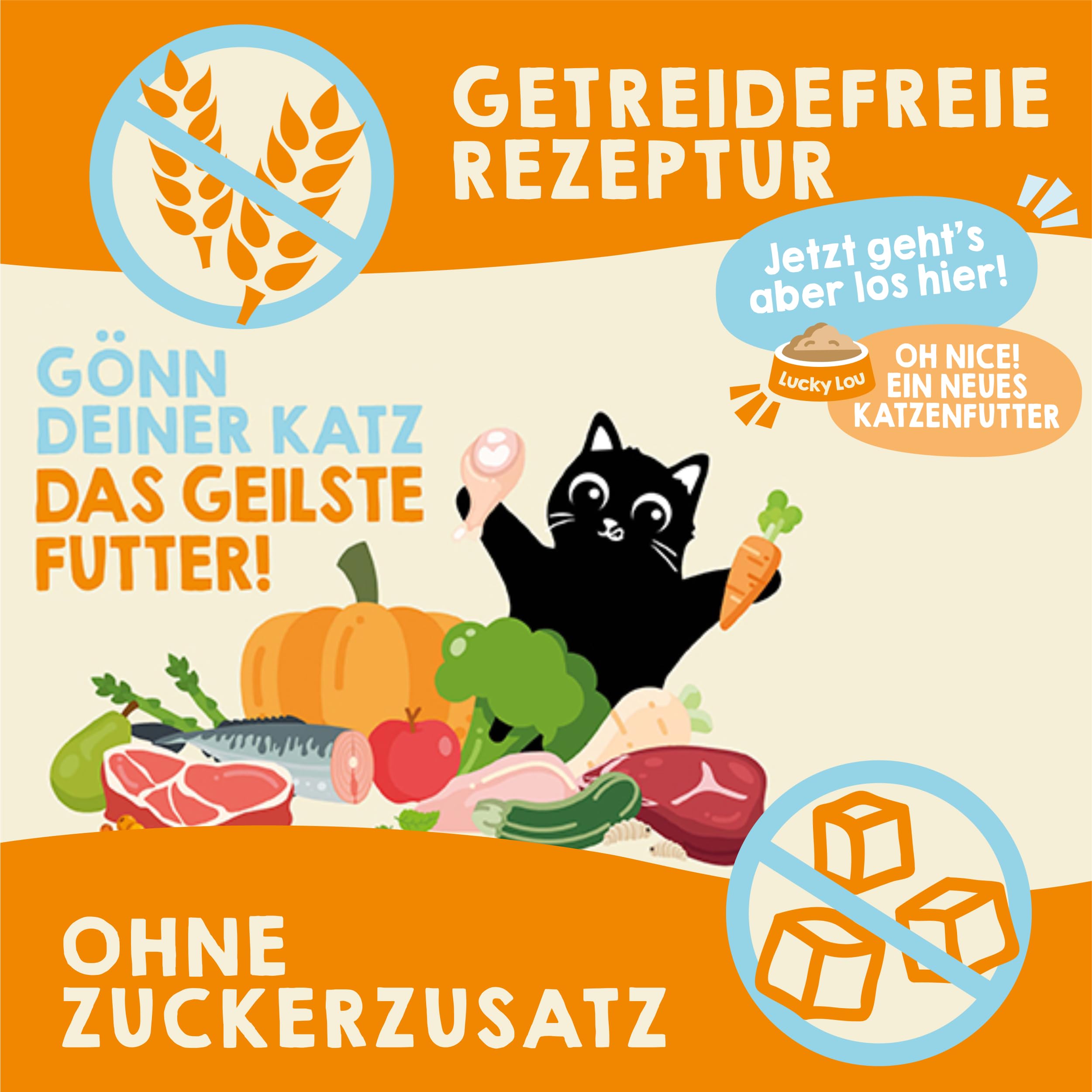 Lucky Lou Lifestage Mix-Paket 30 x 200g - hochwertiges Katzenfutter nass mit viel Protein - Nassfutter getreidefrei & ohne Zucker für Katzen