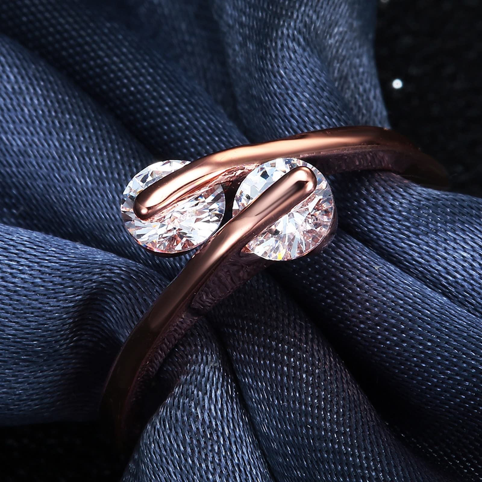 Personalisierter Verlobungsring, Damen-Ehering, plattiert, runde Form mit weißem Zirkonia, Damen-Ringgrößenbox