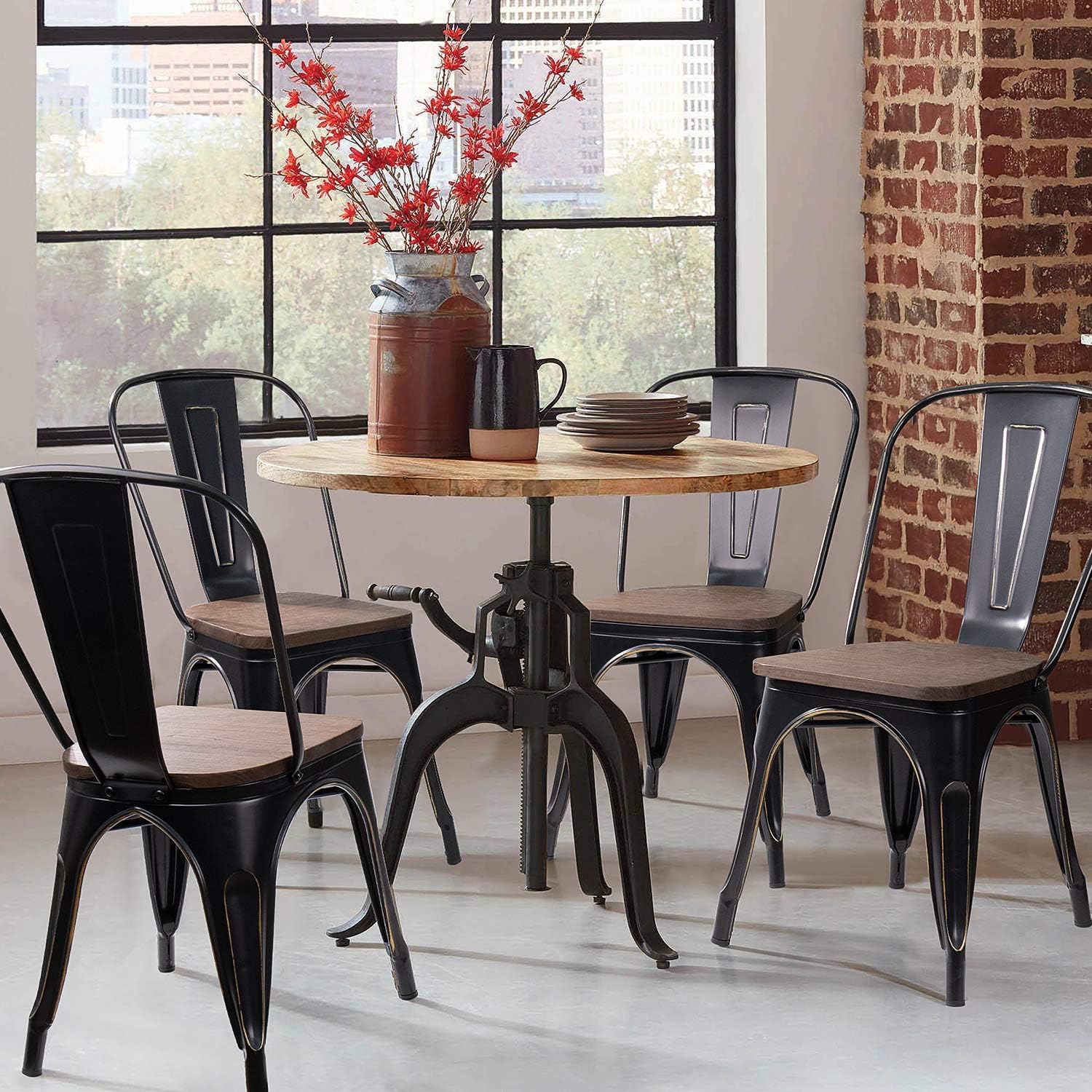 Metal Dining Chair, Black Gold