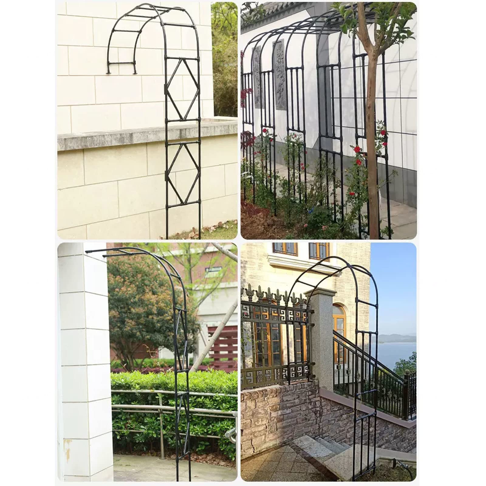Rosenbogen aus Metall für den Außenbereich, Gartendekoration, 280 x 240 cm, perfekt für Kletterpflanzen, stilvolle Baumstütze, Weiß