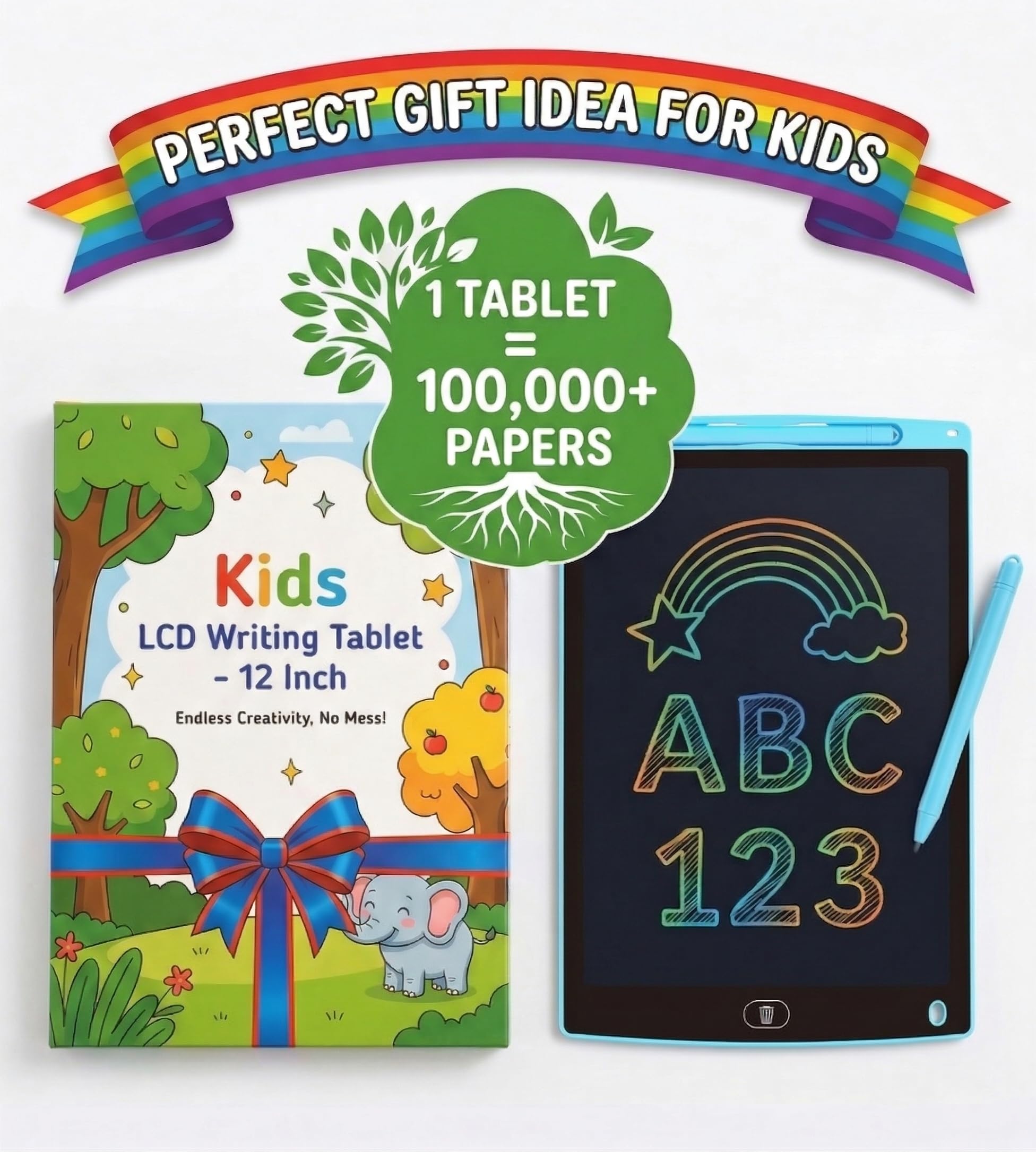 Tavoletta da scrittura LCD da 25,4 cm, blocco da disegno riutilizzabile con cancellazione a un pulsante, lavagna elettronica leggera per bambini, studenti, ufficio e uso domestico (blu)