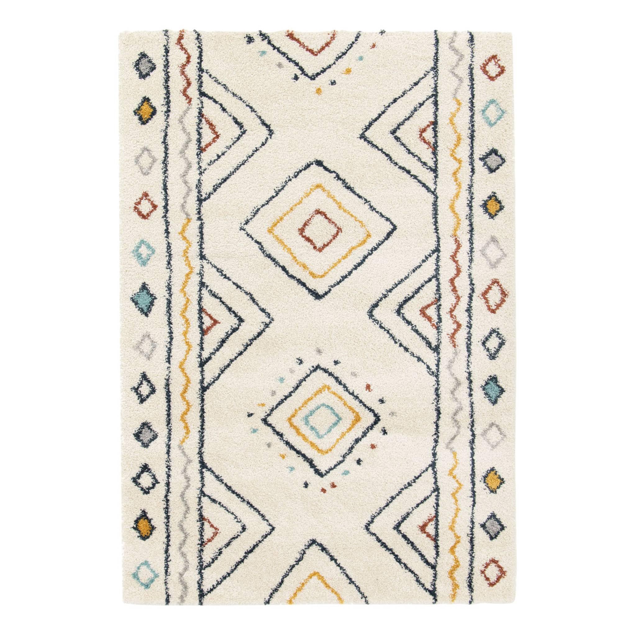 Alice's Garden sweeek - Tapis intérieur Motif berbère crème. Bleu et Orange Ralph 160x230cm
