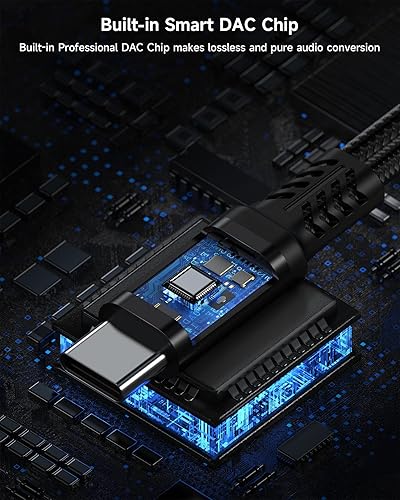 Miniatura 4 de ZOOAUX Adaptador USB C a auriculares y cargador de 0.138 in, USB C 2 en 1 a conector de audio auxiliar con PD 60 W, cable de carga rápida para