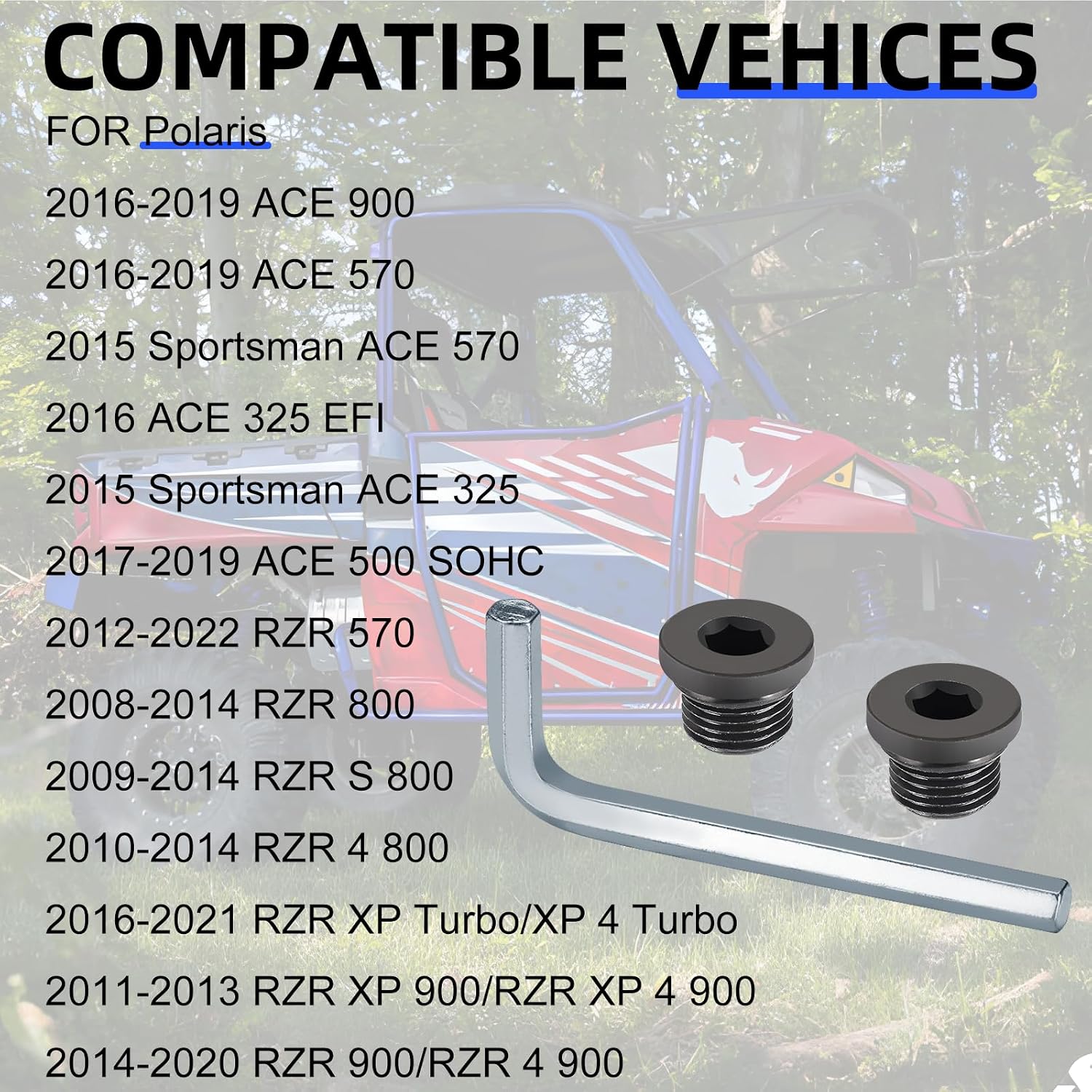 Front Gearcase Fill Plug for Polaris RZR Ranger General Sportsman Scrambler 500 550 570 800 850 900 1000 HST RS1 2203738 2203739