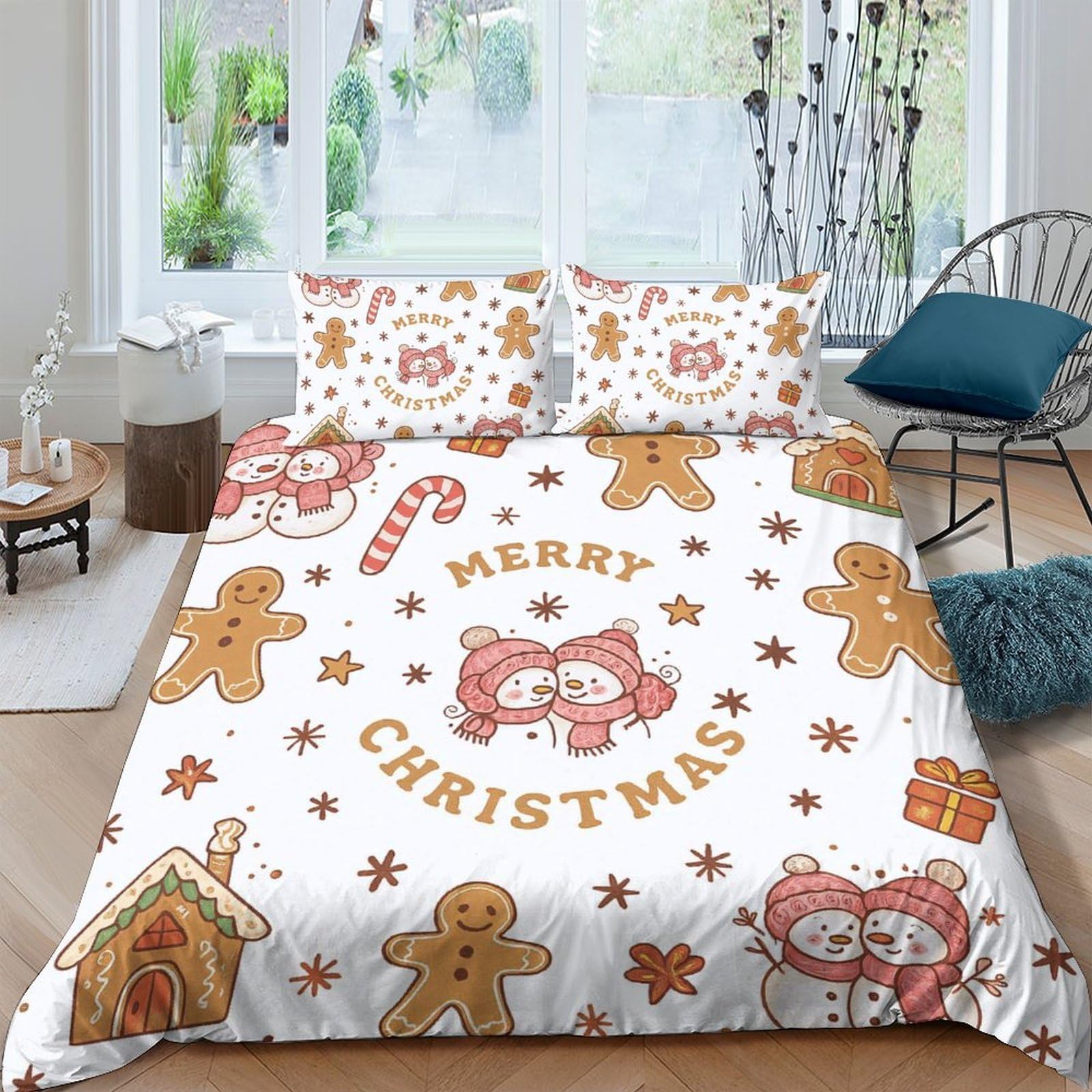 Ctjqhvkz Style-9 3D Printed Christmas Cat Fitted Sheet Microfiber Soft Breathable Gingerbread Mattress Cover For Bedroom Dorm Decor Single（135X200cm）