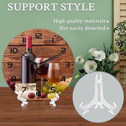 Miniatura 6 de Relojes de pared, reloj de pared de madera de vino tinto decorativo, reloj de pared de cocina con pilas, reloj de pared redondo de 10 pulgadas para