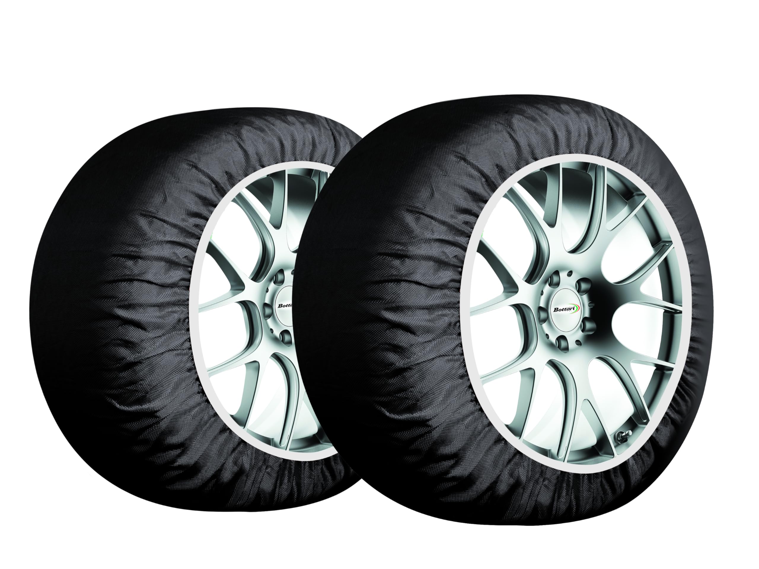 Bottari Calze da Neve Omologate Italia Arctic Socks, 2 Calze, Taglia M, Nero, Catene da Neve Tessili per R13 - R19 (Misure per Pneumatici Dettagliate all'Interno)