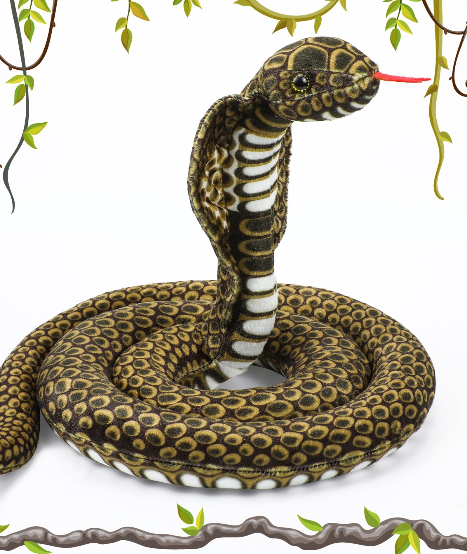 King Cobra Stuffed Animal Snake - 70 Inch Giant Snake Plush Toy Realistic Lifelike Dry Bones Plush, Gifts for Birthday Halloween Party Prank Props