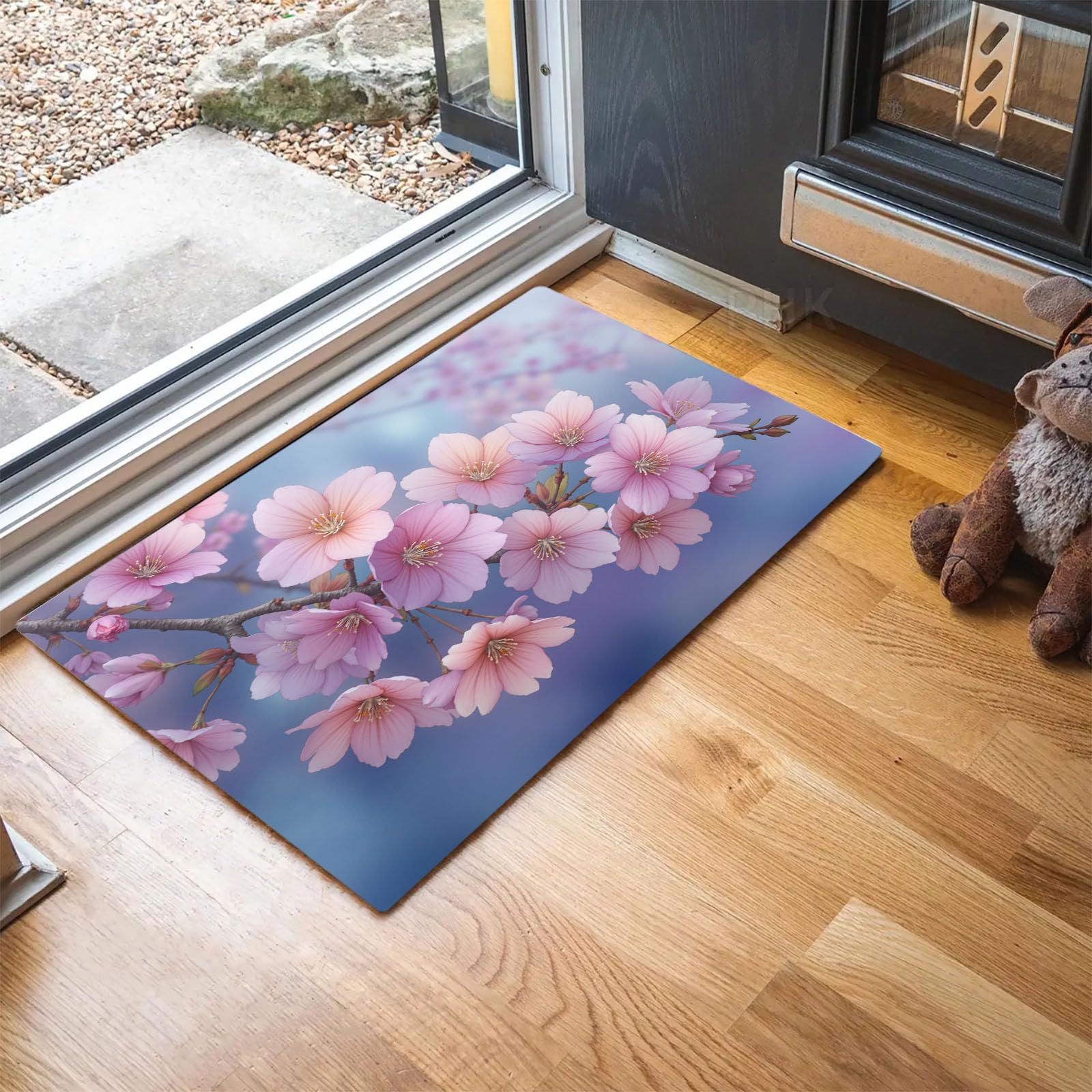 Alfombra de pelo corto antideslizante y plegable para salón rosa