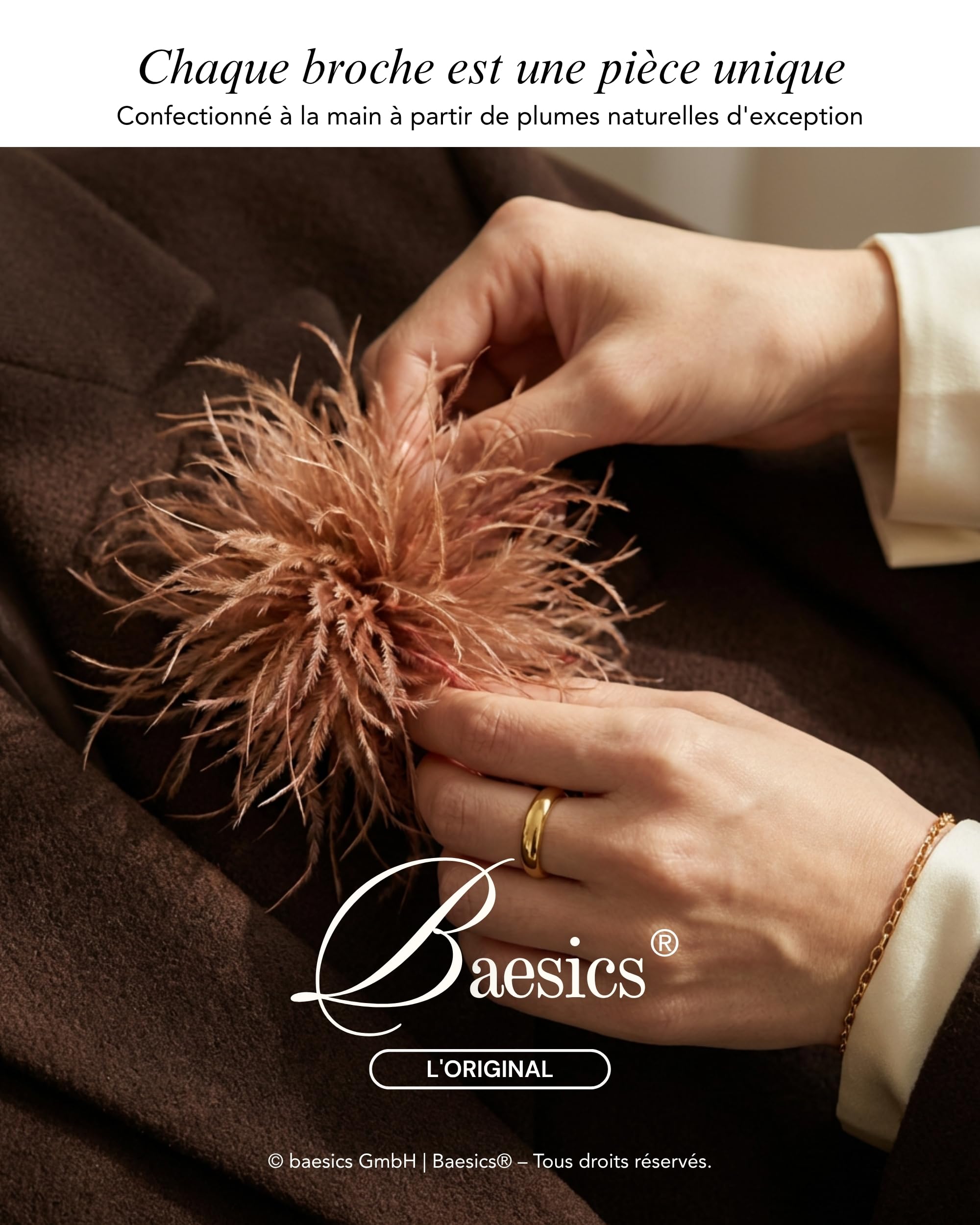 Baesics Broche à plumes pour femme - Plume d'autruche Fluffy - Broche à clipser - Vintage pour mariage, mariée, carnaval, blazer