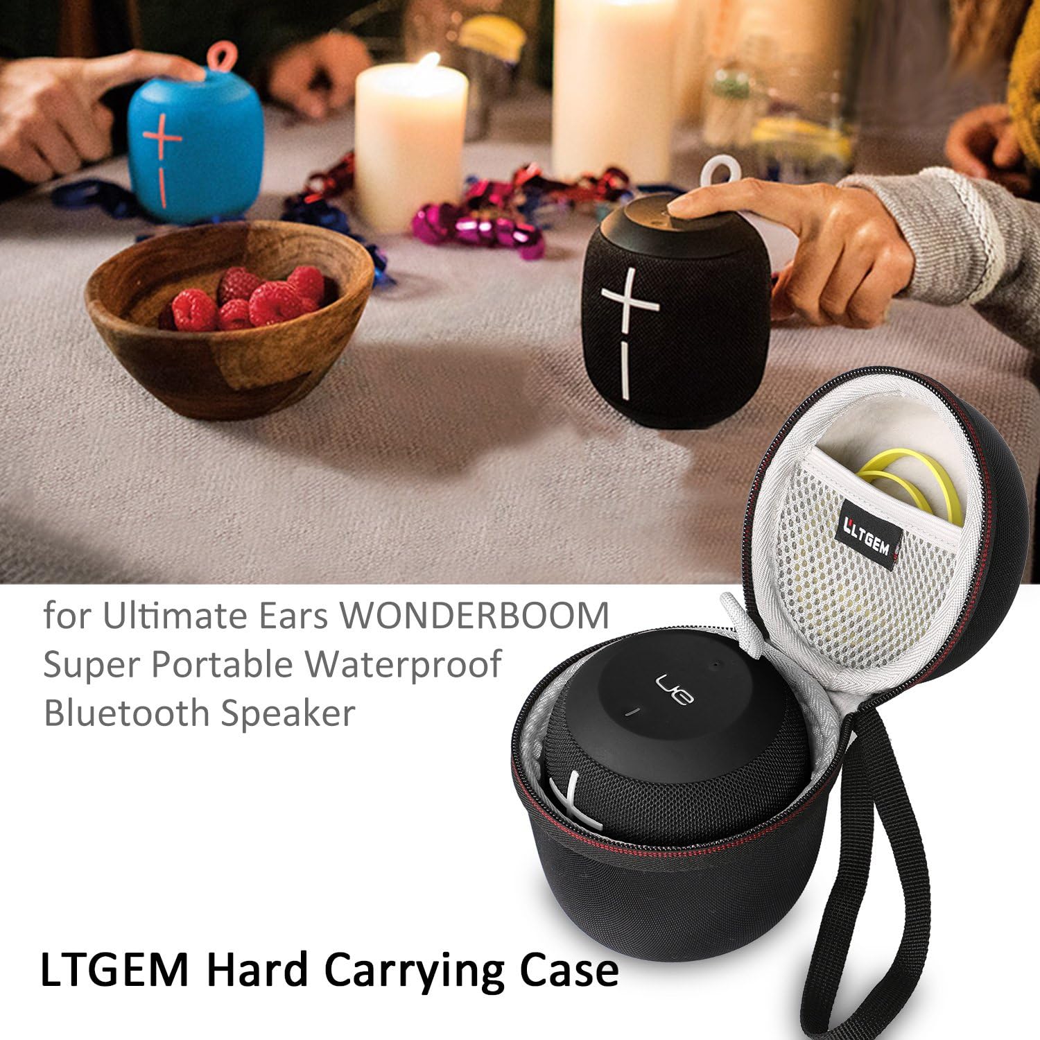 LTGEM Case Compatible with Ultimate Ears WONDERBOOM 4 / Play / 3/2 Portable Waterproof Speaker, Black+Gray - Image 7