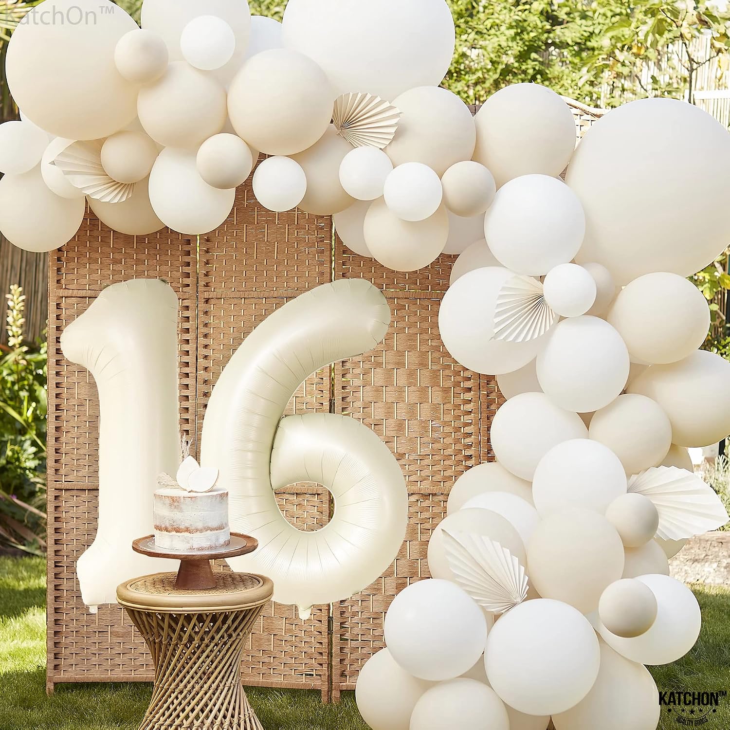 KatchOn, Cream 16 Balloon Numbers - Large, 40 Inch | 16 Birthday Balloons, Sweet 16 Balloons for Birthday, Sweet 16 Party Decorations | Cream Sweet 16 Decorations