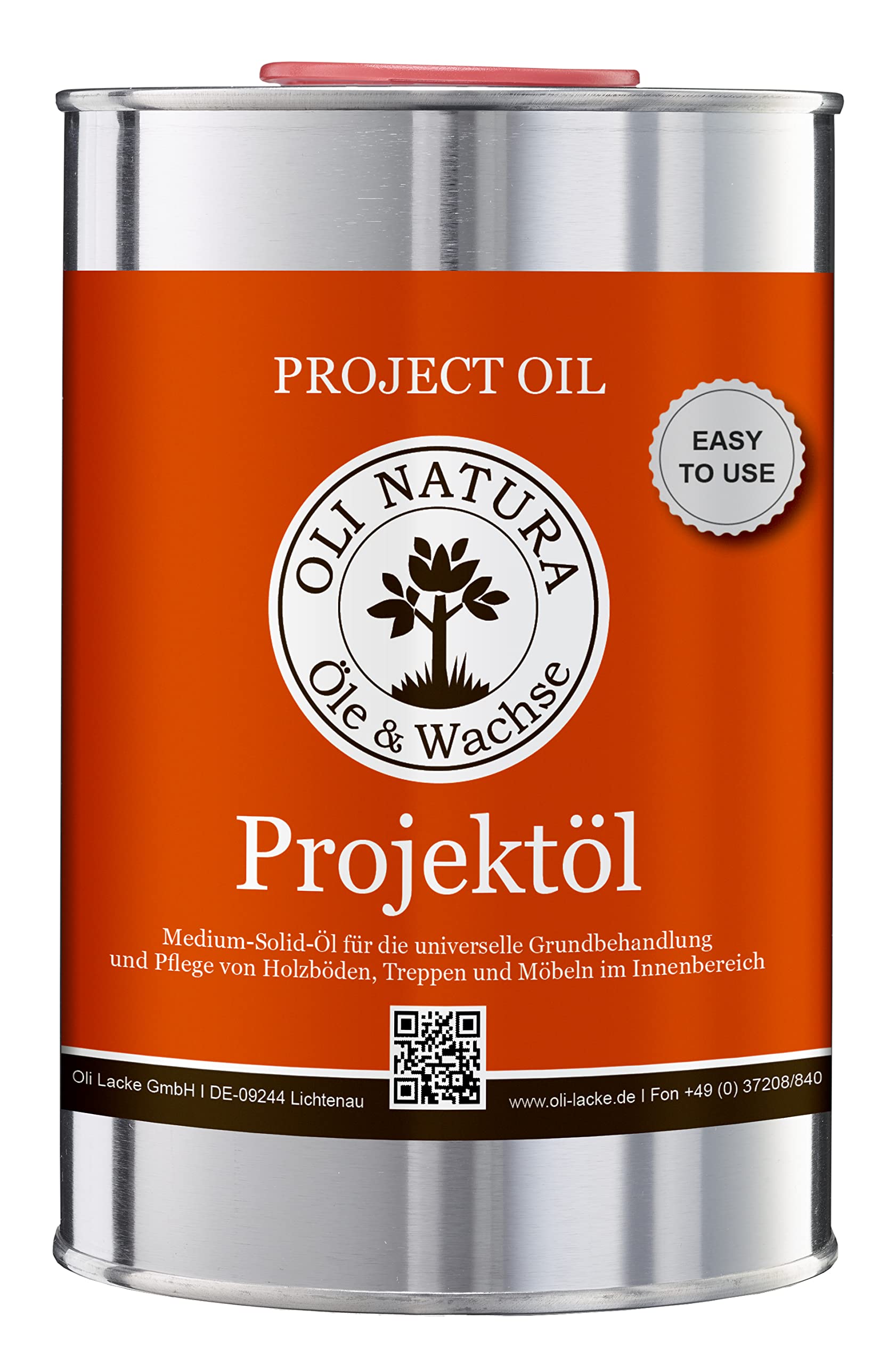 OLI-Natura Project Oil per interni (specialmente per mobili, parquet e scale in legno), 1 litro, teak