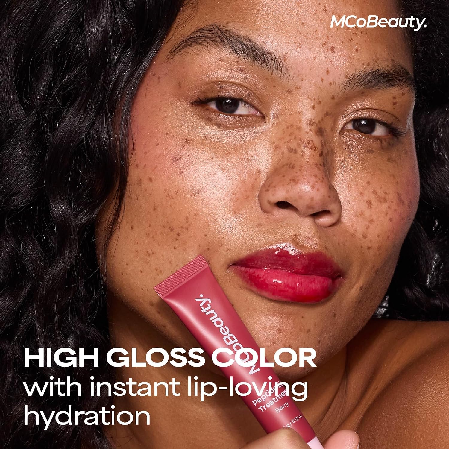 MCoBeauty Peptide Lip Treatment - Caramel Plumping Lip Gloss Balm | Warm Brown Tinted Glaze, Hydrating Cream Oil Formula, Shea Butter & Peptides for Soft Lips, Non Sticky, Vegan & Cruelty Free