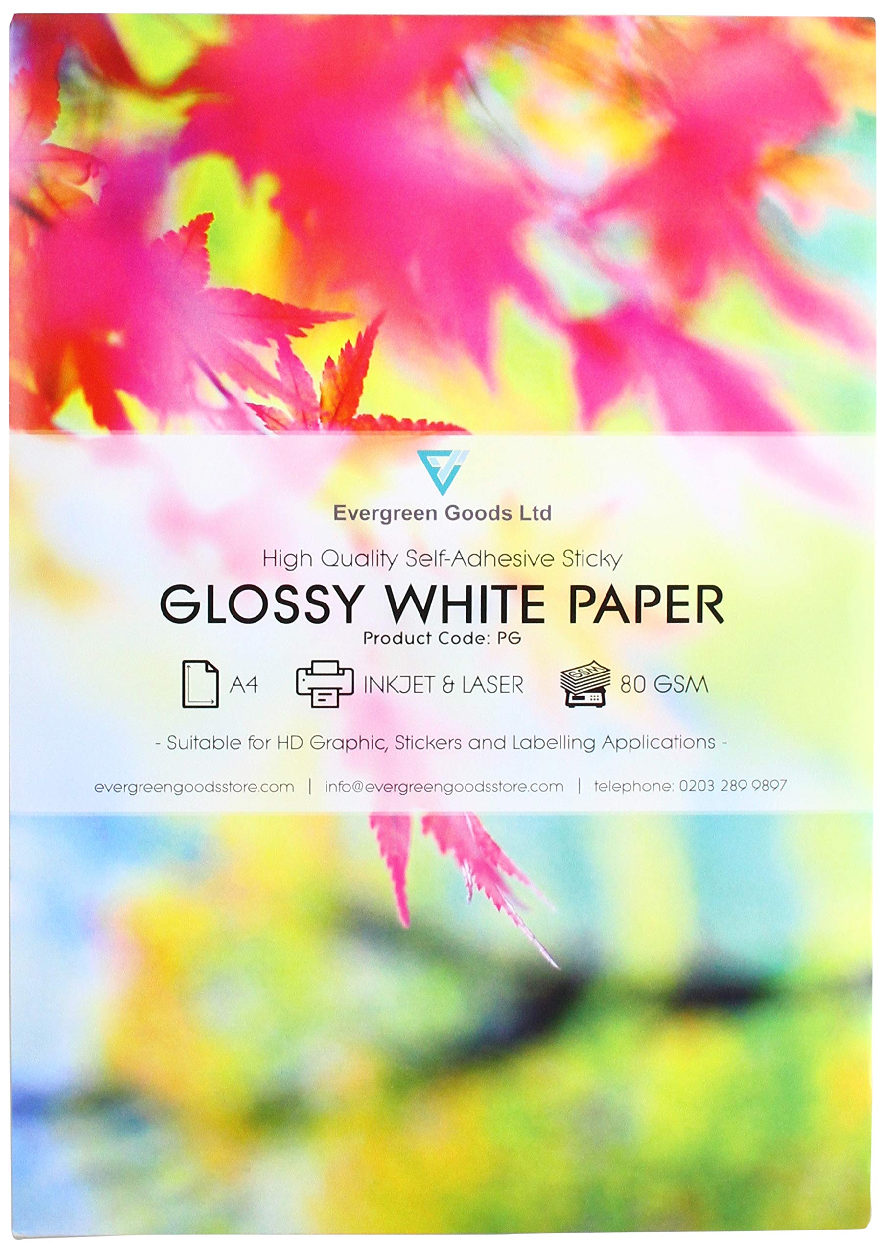 40 Sheets A4 White Glossy Self Adhesive/Sticky Back Label Printing Paper Sheet