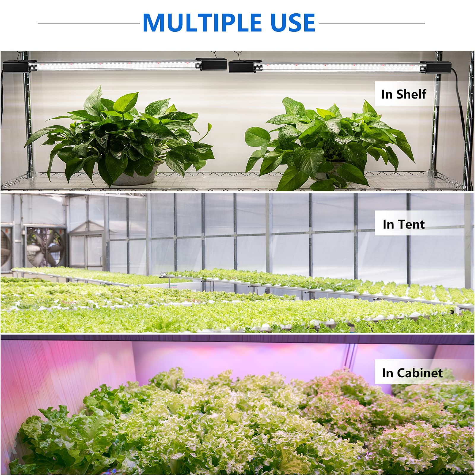 Luces LED de crecimiento de 16 W de espectro completo, lámpara de crecimiento integrada con alto PPFD para invernadero, plantas hidropónicas de interior, plántulas, verduras y flores