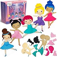 CRAFTILOO Ballerina Sewing Kit for Kids 5-12: Beginner Felt Doll Craft Set with 5 Projects, Safe Needles, Tutorials