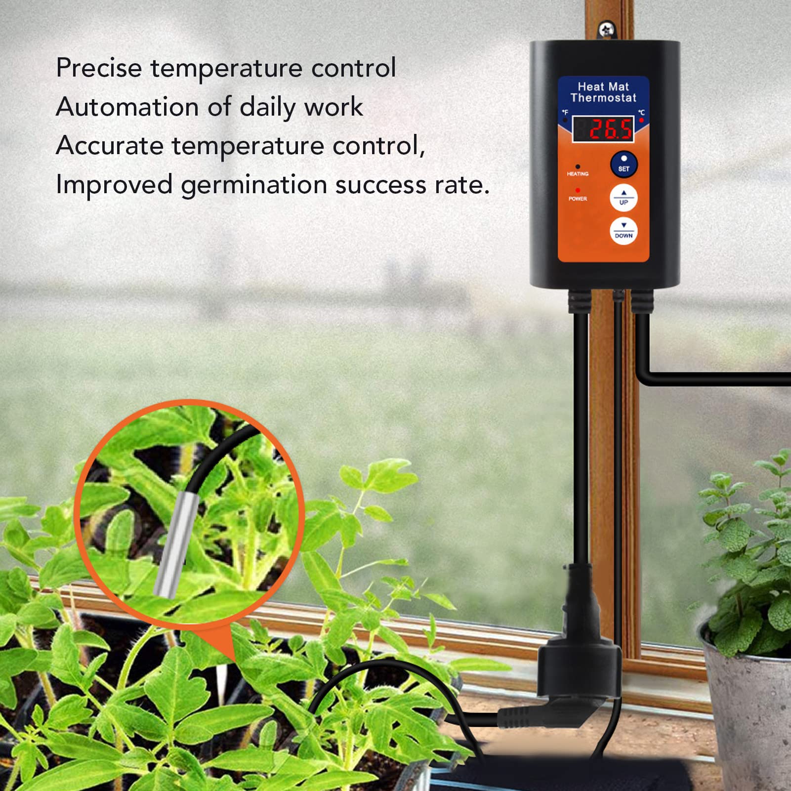 Termostato Digitale per Tappetino Riscaldante, Termostato per Germinazione dei Semi, Termostato per Rettili, LED 1000W Fahrenheit Celsius commutabile Termostato Digitale