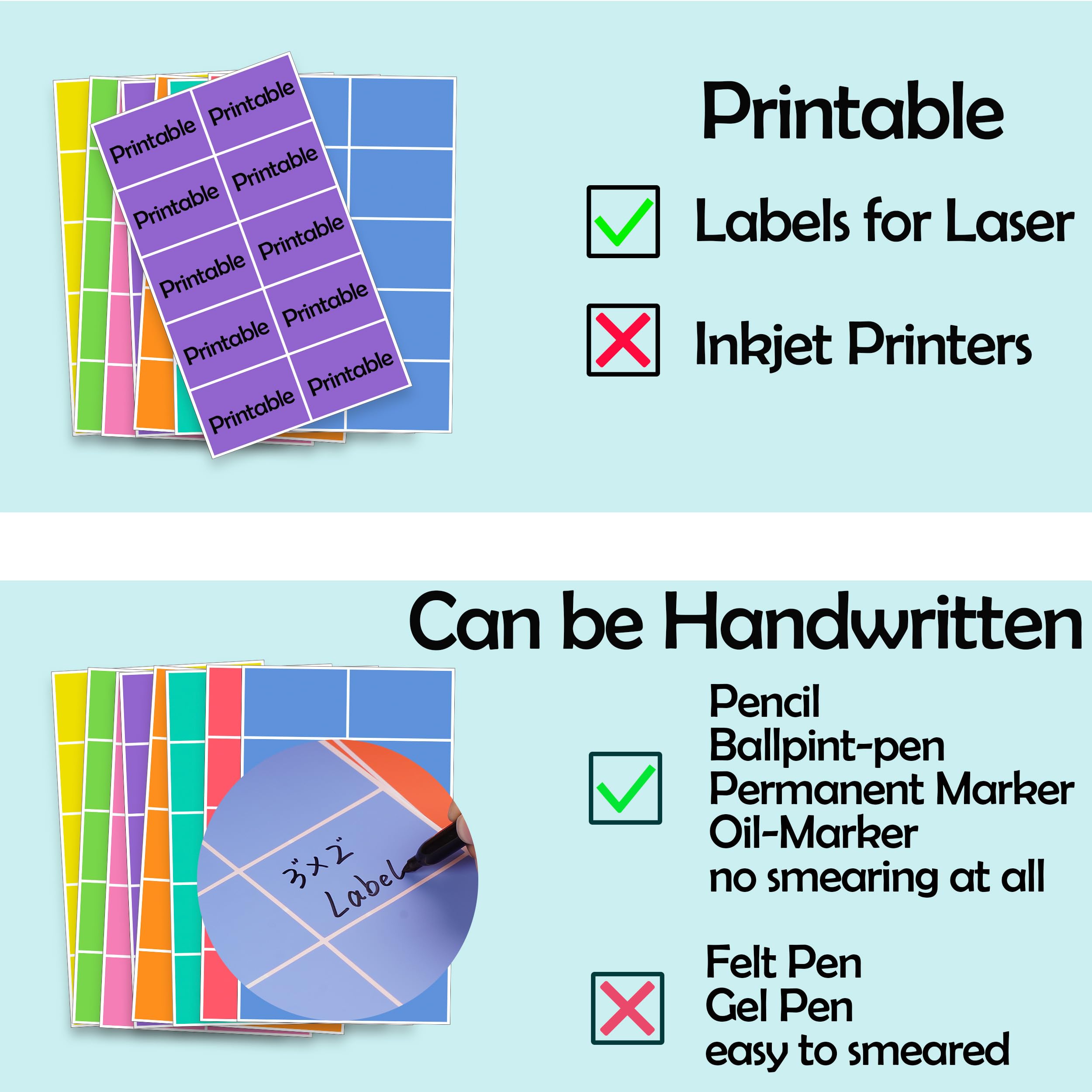 Snapklik.com : 240 PCS Colored Labels Stickers 3 X 2 Inch Rectangular ...