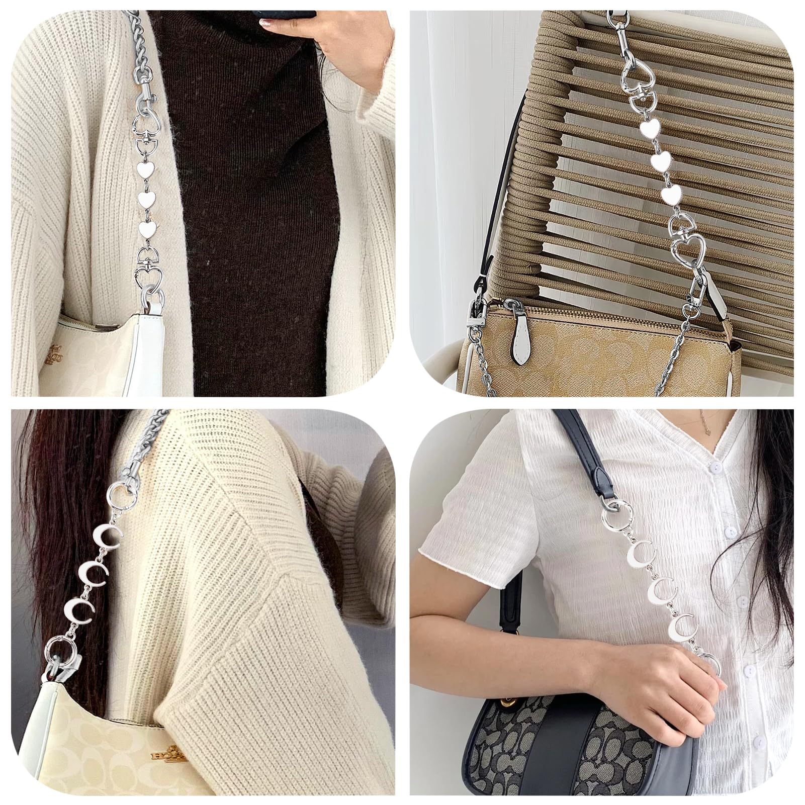 Purse Extender Chain 2-Pack Silver Purse Strap Extenders