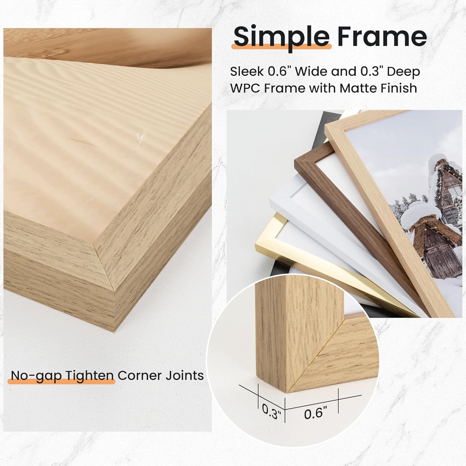 11x14 inch Picture Frame, 11x14 Photo Frames with 8x10 Removable Mat - High Definition Plexiglass - Vertical and Horizontal Display - Wall Hanging Frame - Oak Color, 12 Pack - Image 6