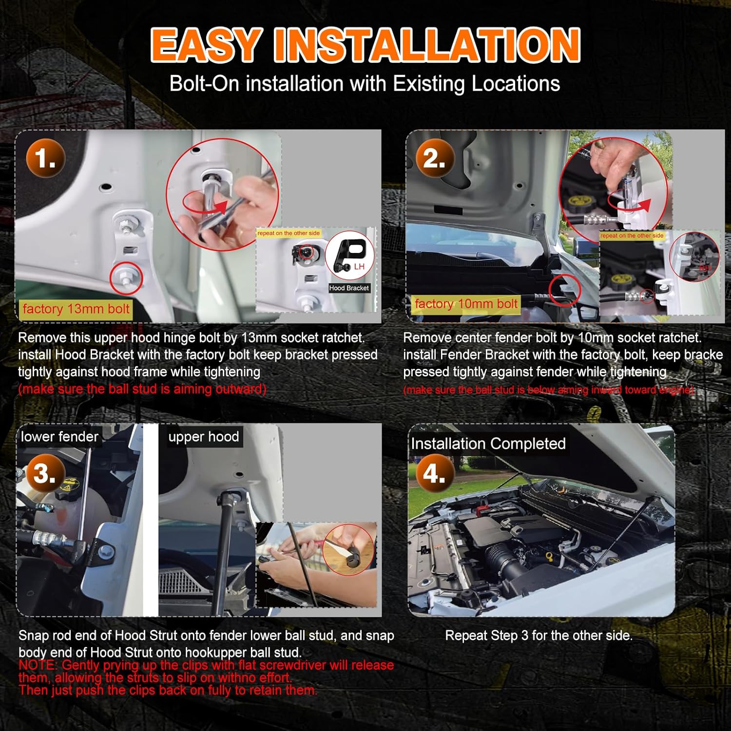 Front Hood Struts fit for 2023 2024 2025 Chevy Colorado/GMC Canyon, Upgraded Gas Shock Lift Supports Spring Compatible with 23-25 Colorado 2Pcs Black