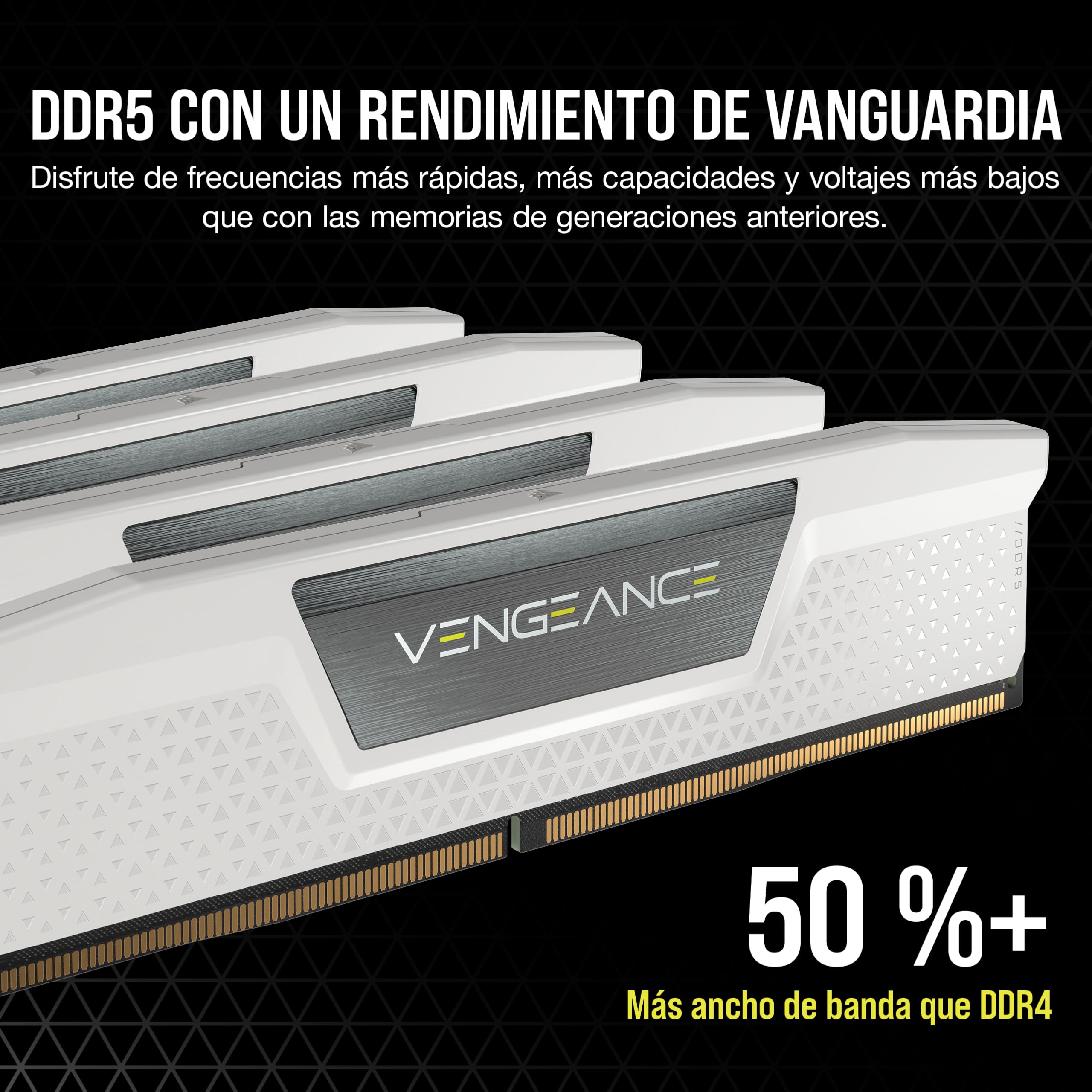 CORSAIR Vengeance DDR5 32GB (2 x 16GB) hasta 6400MHz AMD Intel RAM | Memoria Gaming de Sobremesa, Compatible con AMD EXPO e Intel XMP 3.0, CL36, Blanco, CMK32GX5M2B6400Z36W