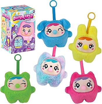 ORB Bubbleez Babies Plush Keychain Charms Assorted Blind Box - 1 Individual Bubbleez Baby Fidget Toy - Squeeze to Blow Big Bubble - Collectible Charm Squeeze Toys for Backpacks Keys Handbags More