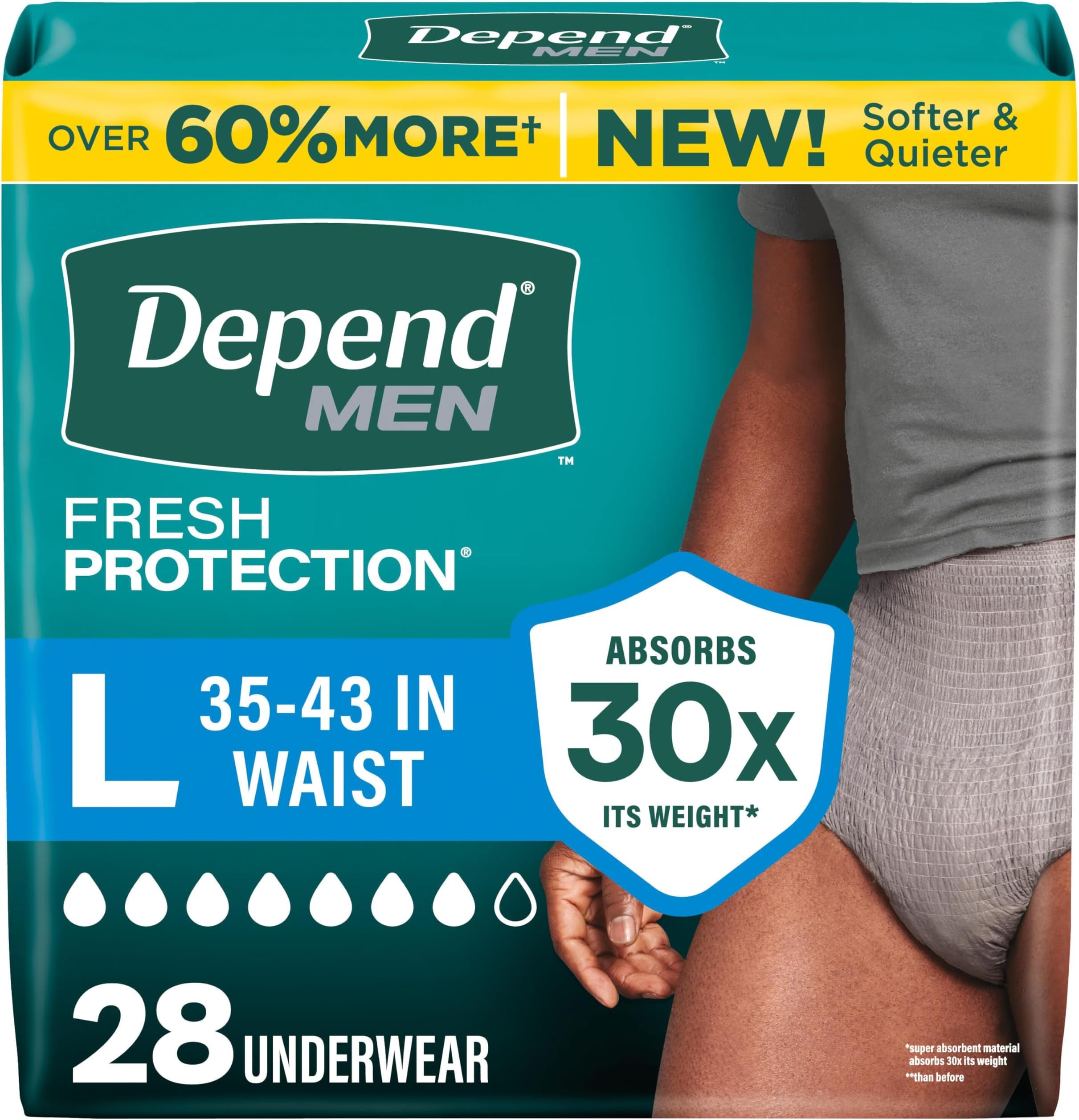 Fit-Flex Adult Incontinence Underwear for Men, Disposable, Maximum Absorbency, Large, Grey, 28 Count