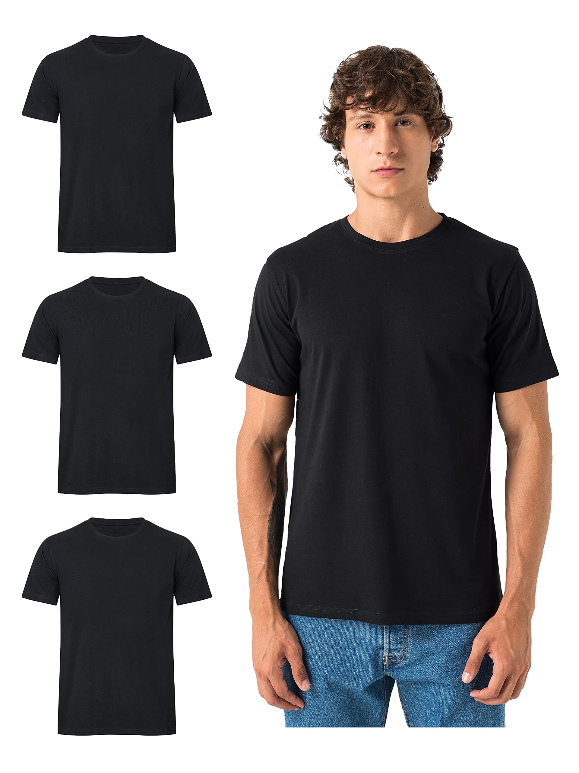 Burnell & Son Tshirt Herren 3er Pack aus 100% Baumwolle Regular Fit Basic Männer T-Shirt Set (S-5XL)