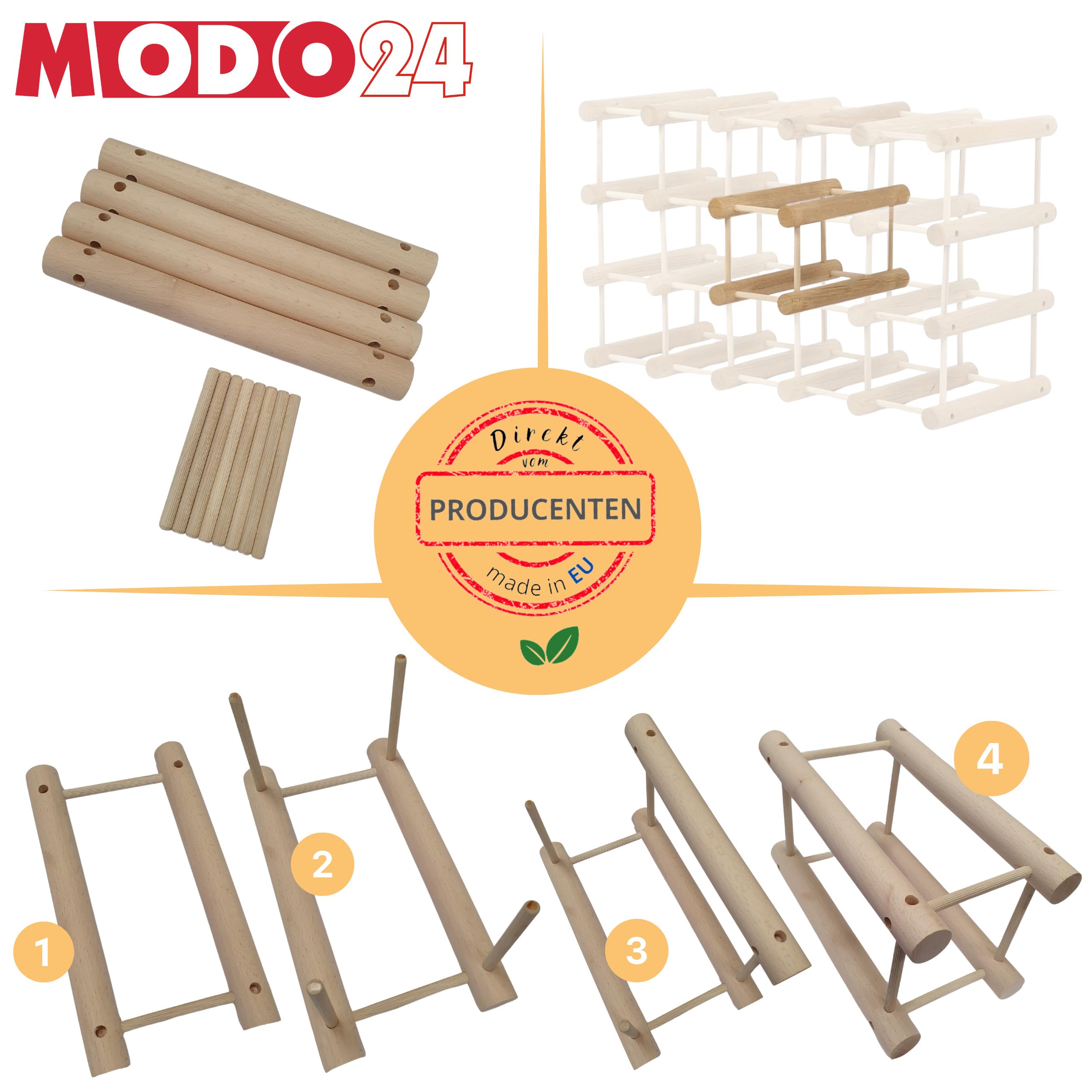 Weinregal Modular Eiche Massivholz 56 Flaschen, 4 Module, Nat. geölt