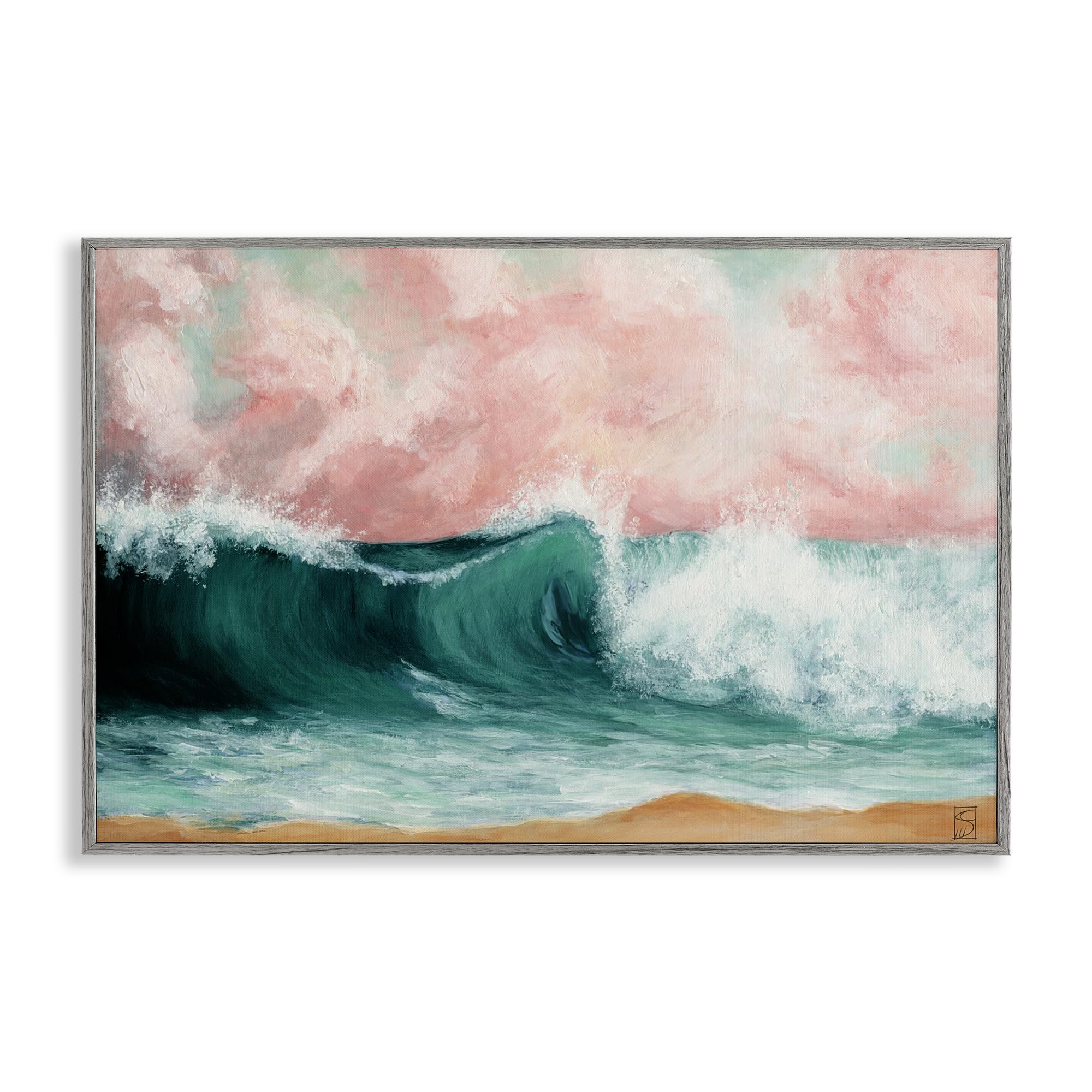 Giclée encadrée vagues de paysage marin Stupell d'artiste