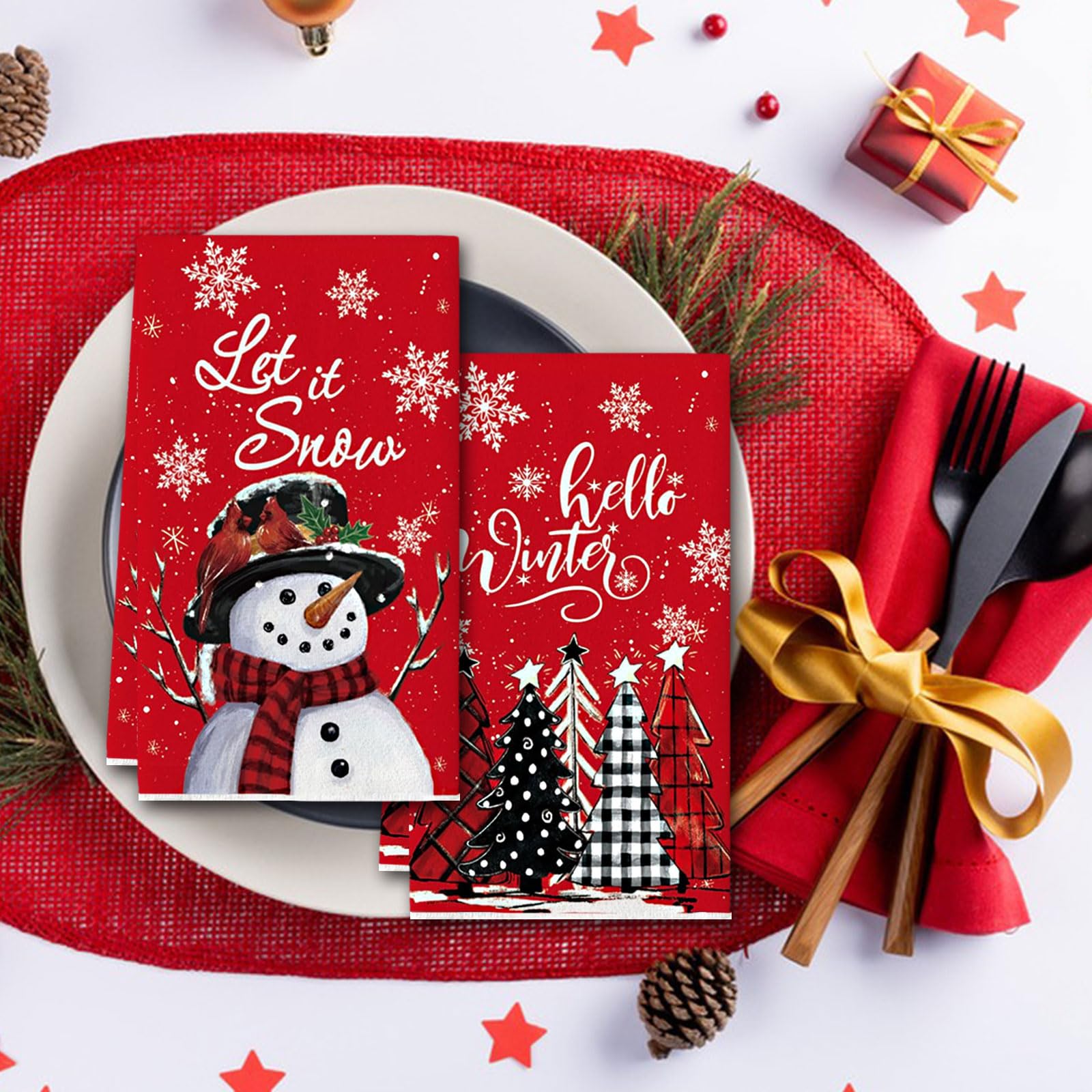Bedding Craft Weihnachts-Geschirrtücher – 2 Stück, 50,8 X 71,1 Cm, Schnell Trocknend, Festliche Deko