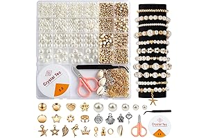 1200-Piece Pearl Beads and Gold Spacer Beads Set for Jewelry Making