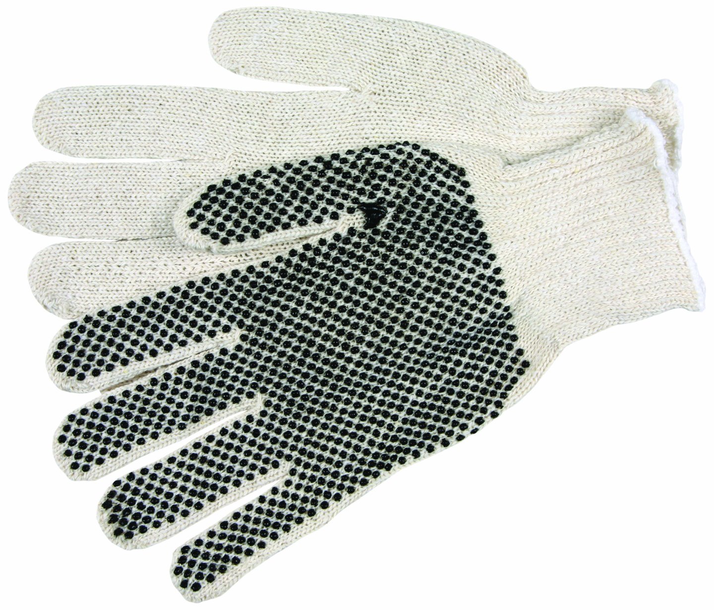 MCR Safety 9657LM Economy Weight Cotton Polyester 7 Gauge String Knitted Multi-Purpose Gloves with White Hemmed Cuff Natural