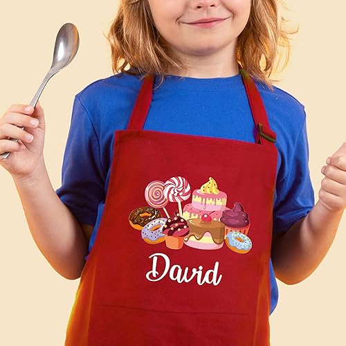 Miniatura 9 de Delantal personalizado para cocinar, delantal personalizado para niños con sombrero de chef, delantal de cocina para niñas y niños, delantal para