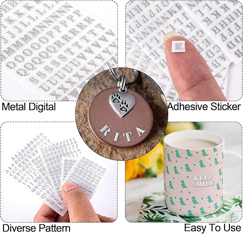 Miniatura 5 de ANCIRS Paquete de 24 mini calcomanías de resina para arte de uñas, calcomanías de números del alfabeto epoxi brillantes, calcomanías autoadhesivas