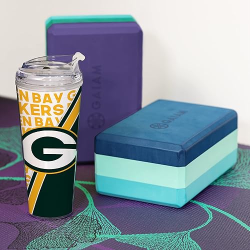 Miniatura 100 de Rico Industries NFL Football - Vaso de acrílico de 24 onzas con tapa con bisagras, vaso de doble pared con licencia oficial para fanáticos de la NFL