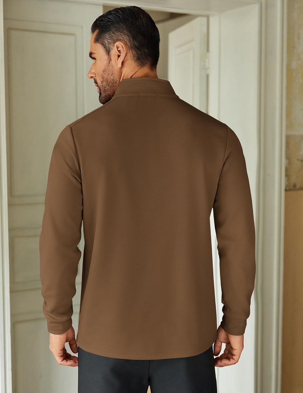 COOFANDY Men's Quarter Zip Up Pullover Lightweight Mock Neck Sweatshirt Casual Long Sleeve Polo Shirt - Image 3