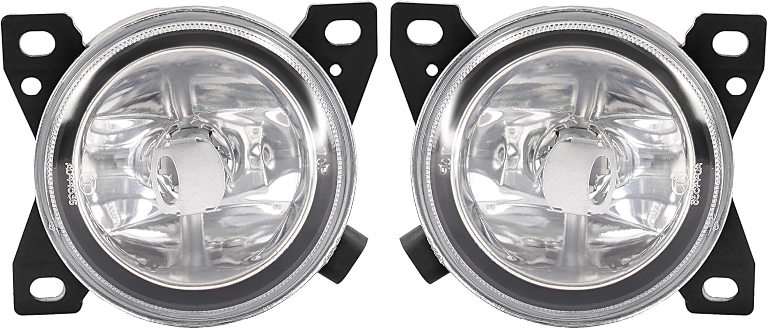 HECASA Pair Fog Lights w/Bezel Compatible with 2008-2015 Kenworth T660 Replacement for P541062100 8885414 N181002200 N181002200R Front Fog Lamp Cover Trim Kit w/Bulbs Clear Lens Silvery Bezel LH & RH
