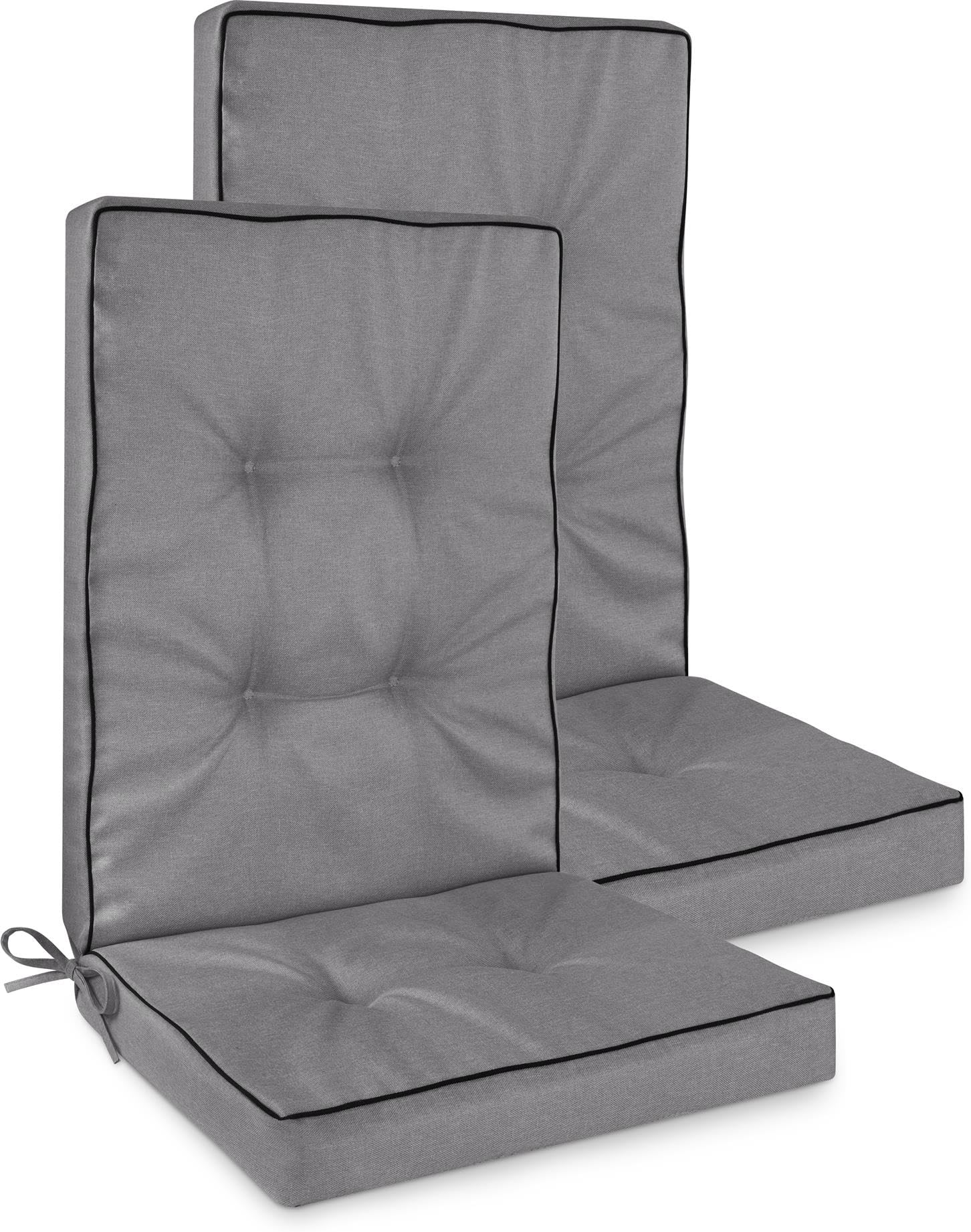Hochlehner Auflagen Set 2er, 4er oder 6er – Gartenstuhlauflagen mit dickem Schaumstoffkern für hohen Sitzkomfort – Polster für Garten- und Terrassenstühle – made in Poland Hellgrau 120 x 50 x 8 cm