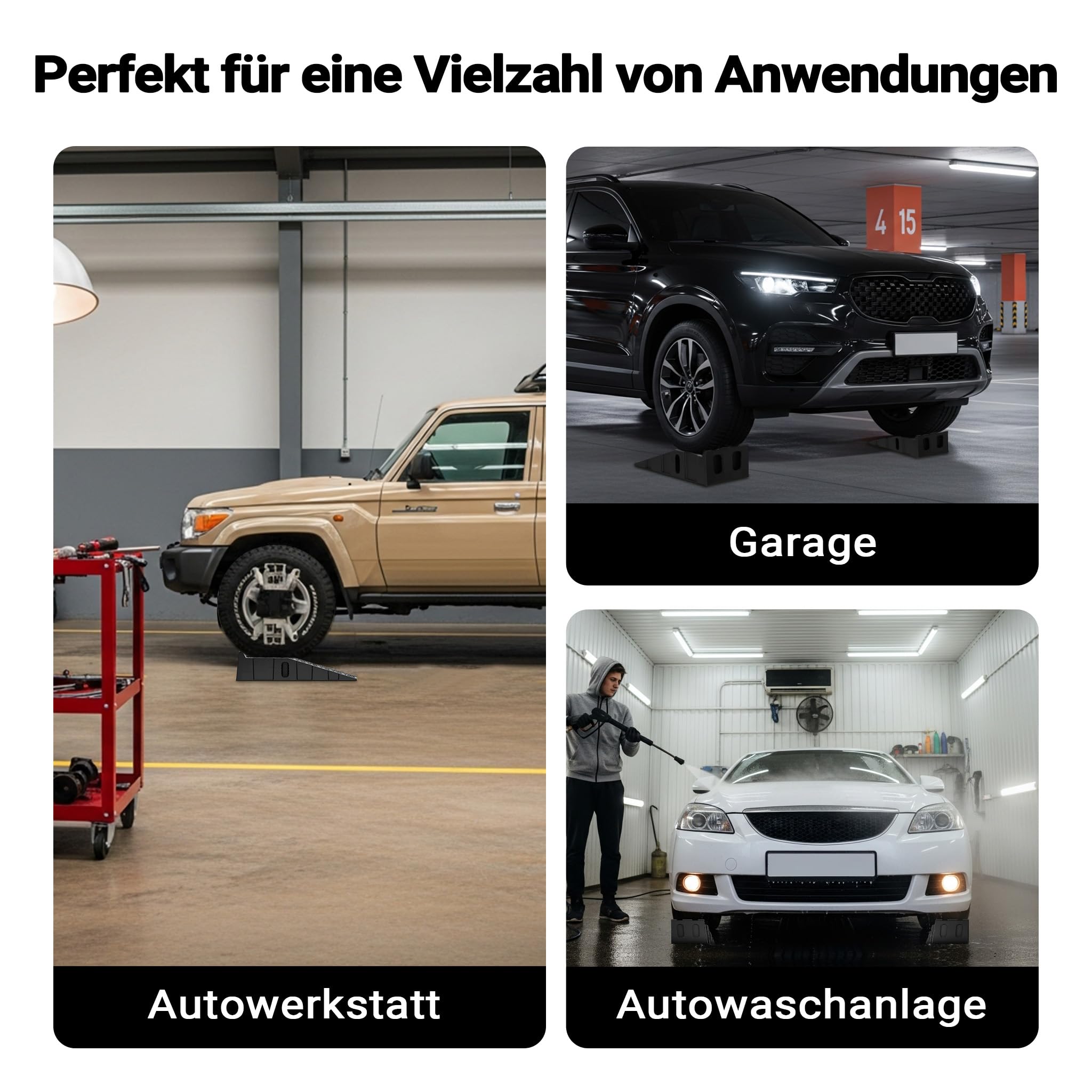 Wiltec Auffahrrampe für Pkw 2er Set bis 5 t Traglast, robuste Autorampen aus PP, Unterlegkeile 90,5 x 30 x 21,5 cm, Auffahrkeile mit rutschsicherem Boden, ideal für Wartungsarbeiten