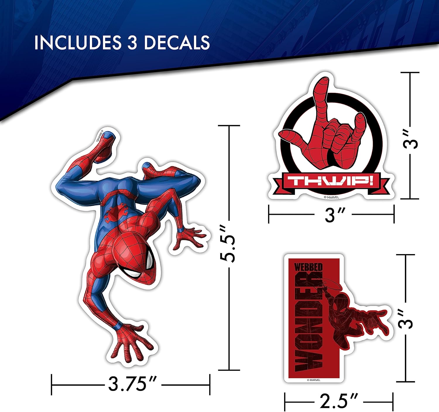 Marvel Spider-Man Decals - Set of 3 Vinyl Stickers for Water Bottle Bike Helmet Car Laptop Skateboard - Marvel Stickers for Kids and Adults - Image 3