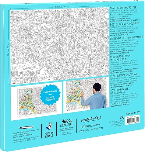 Miniatura 5 de Omy Póster gigante para colorear - Los Ángeles - Mapa de Los Ángeles  Descubre los lugares clave de Los Ángeles  40 x 28 pulgadas  Juego creativo y