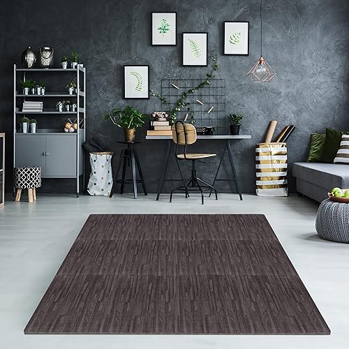 Miniatura 9 de Sorbus Alfombras de suelo de grano de madera - Alfombrillas de espuma entrelazadas (16 losetas, 16 pies cuadrados, 3/8 de pulgada de grosor) - Carbon