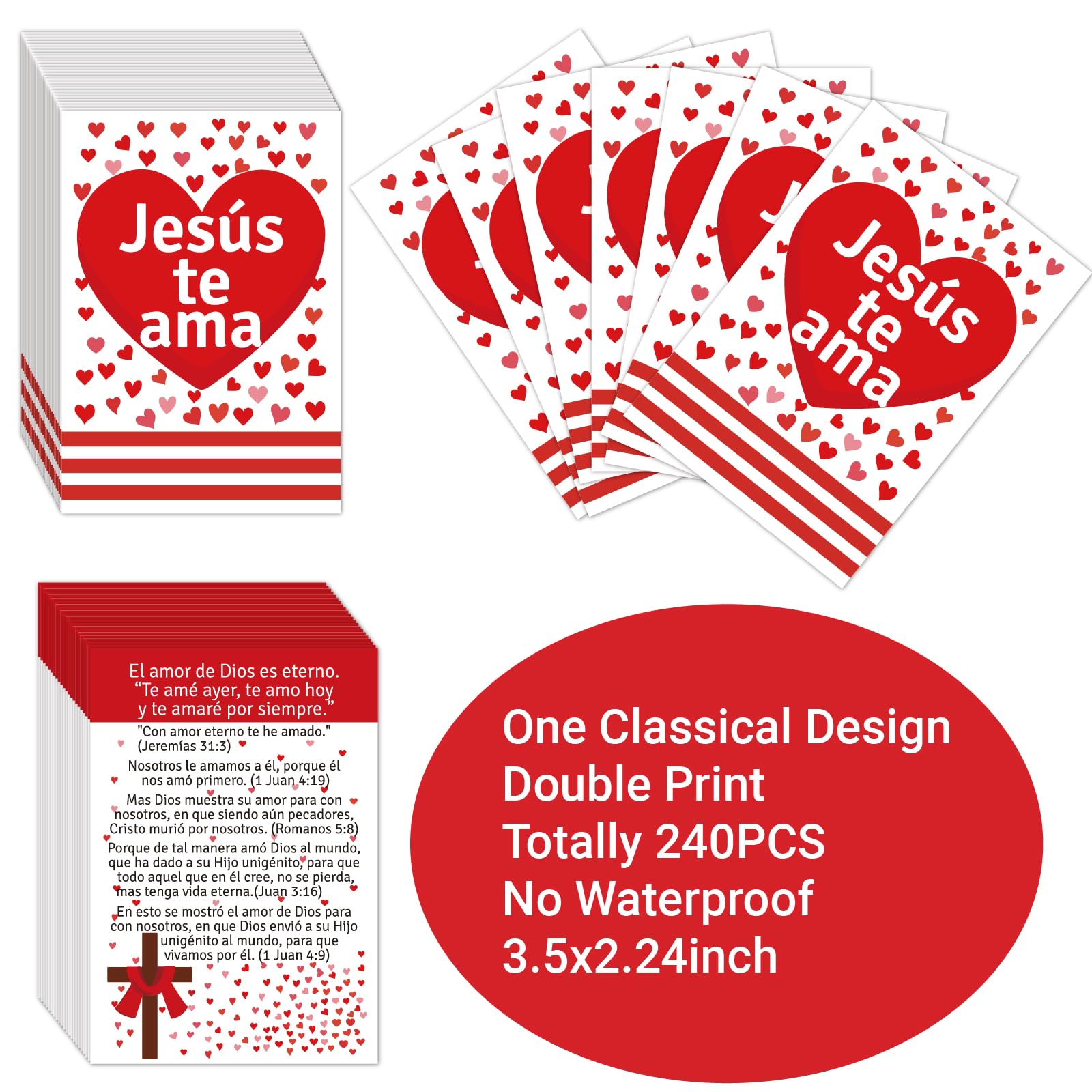 240 tarjetas del tracto del Evangelio de Jesús te ama, tarjetas de plan de salvación, tarjetas de oración sagrada de bolsillo, tarjetas postales de Biblias a granel para evangelismo, regalos de