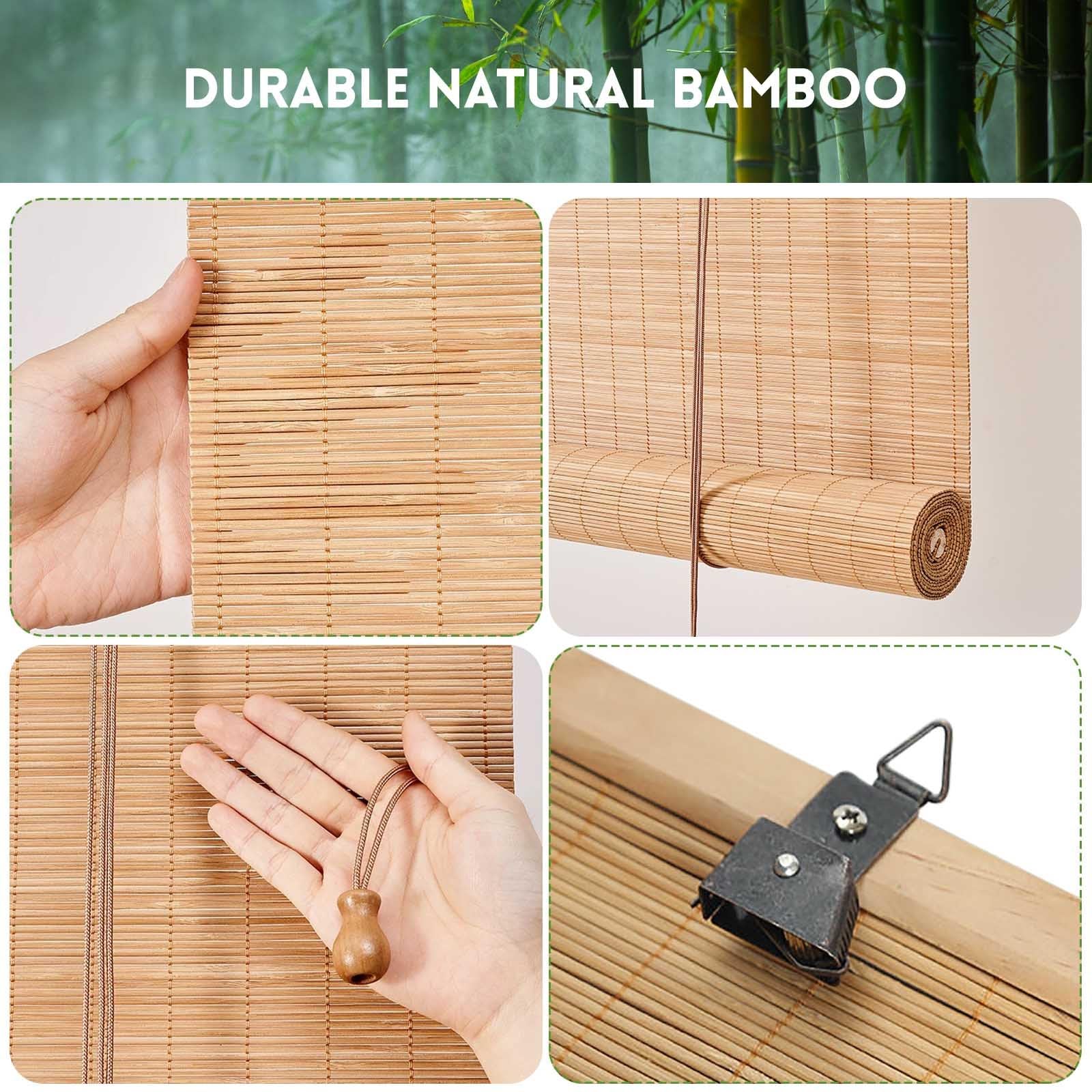 Tenda A Rullo In Bamboo Naturale Tapparelle Avvolgibili Bamboo Esterno 45 50 60 110 120 140cm Cortina Di Bambù Tende Romane per Finestre Soggiorno Cucina Filtranti/Anti-UV/Traspiranti(W90xH120cm)