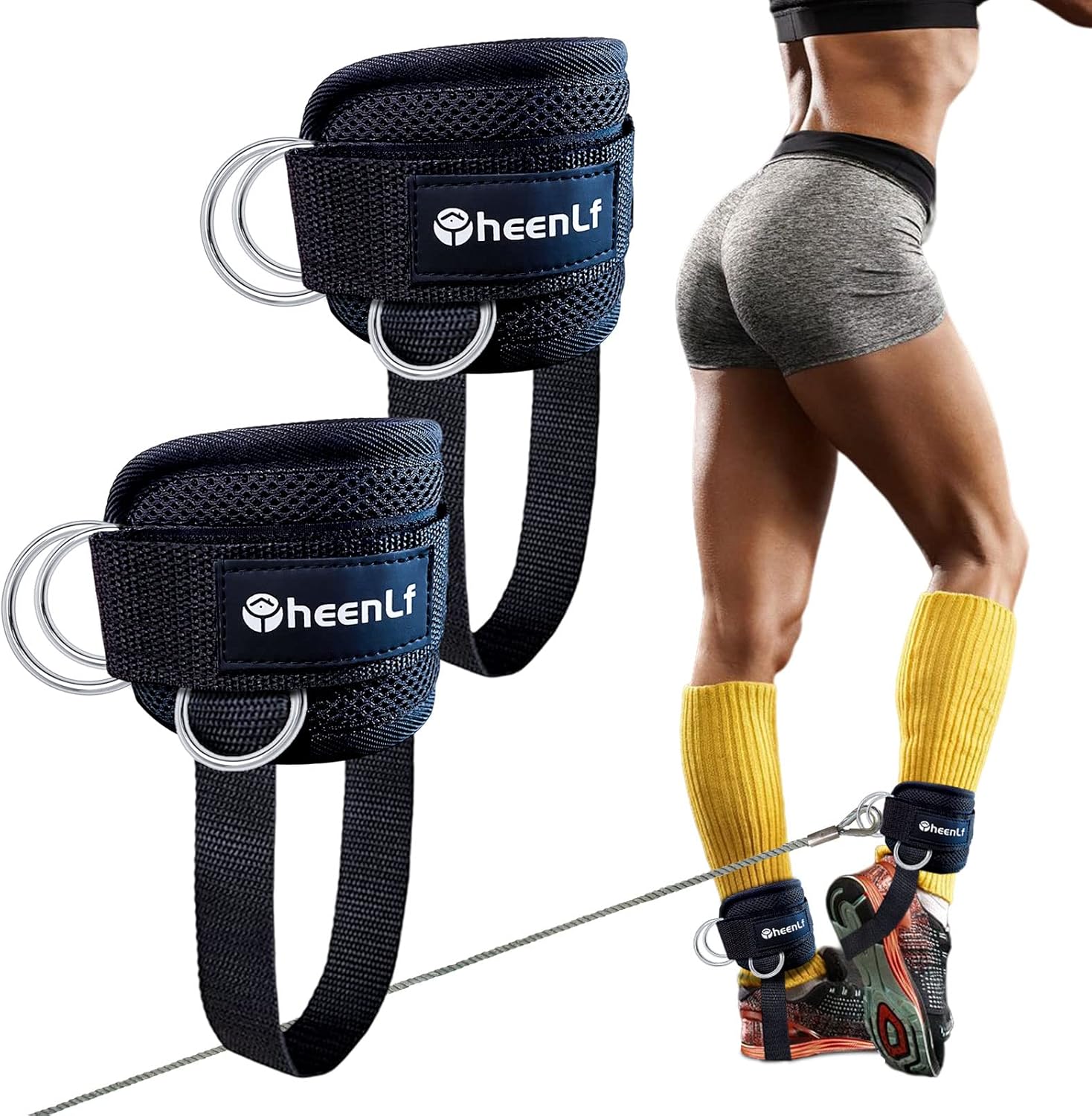 YheenLf Ankle Straps for Cable Machine(Pair), Ankle Cuffs